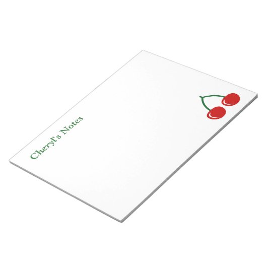 大きな赤いさくらんぼ書のノートパッドと名前をカスタムする ノートパッド (アングル)
