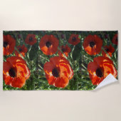 大きな赤いアネモネの花、ビーチタオル ビーチタオル (正面)