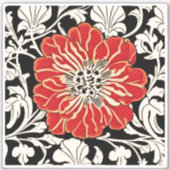 大きな赤いアールヌーボー花 シール (正面)