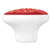 大きな赤いアールヌーボー花 セラミックノブ (側面)