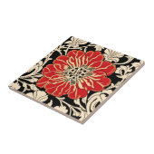 大きな赤いアールヌーボー花 タイル (側面)