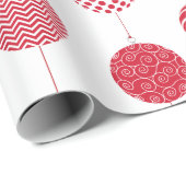 大きな赤いクリスマスボールパターンのラッピング紙 ラッピングペーパー (ロールコーナー)