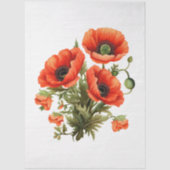 大きな赤いケシの花束の切り離し 薄葉紙 (正面)
