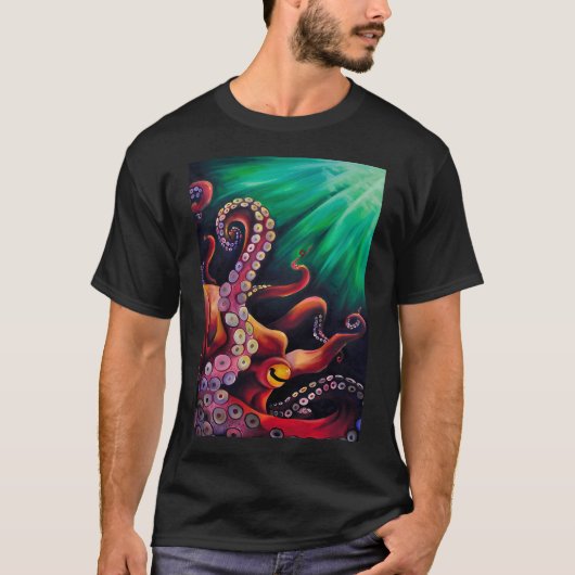 大きな赤いタコ Tシャツ (正面)