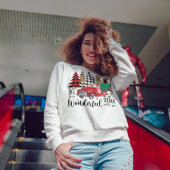 大きな赤いトラックとクリスマスツリー スウェットシャツ