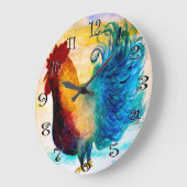 大きな赤いニワトリの壁の時計。 ラージ壁時計 (傾斜)