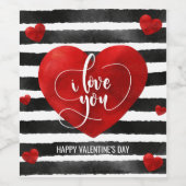 大きな赤いハートが「愛してる」と言うワインラベル ワインラベル (シングルラベル)