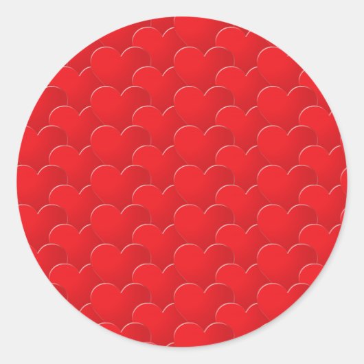 大きな赤いハートはバレンタインデーをパターン化 ラウンドシール (正面)