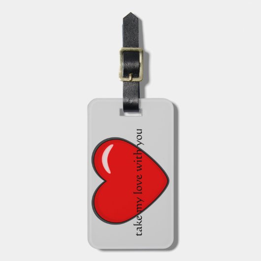 大きな赤いハートラゲッジタグ ラゲッジタグ (正面縦)