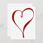 大きな赤いハート日付のはがきを保存 案内ポストカード (正面/裏面)