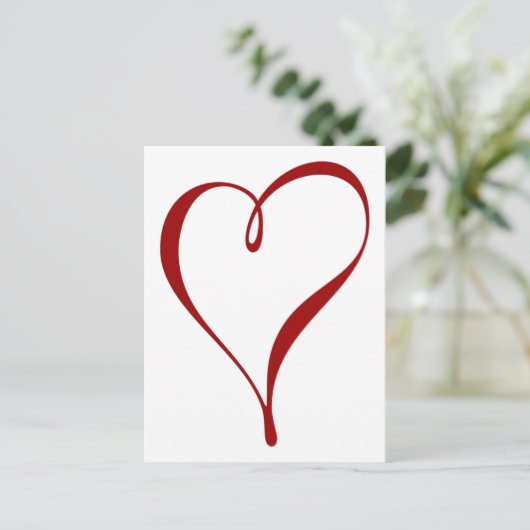 大きな赤いハート日付のはがきを保存 案内ポストカード (スタンド正面)