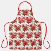 大きな赤いバラのエレガントフローラ エプロン (正面)