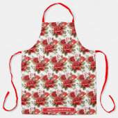 大きな赤いバラのエレガントフローラ エプロン (正面)