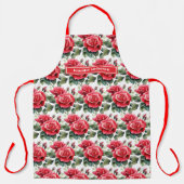 大きな赤いバラのエレガントフローラ エプロン (正面)