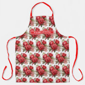 大きな赤いバラのエレガントフローラ エプロン (正面)