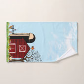 大きな赤いバーンドファーム動物キャットフラワー蝶 バスタオルセット (ハンドタオル)