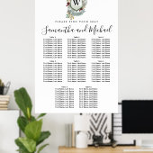 大きな赤いフローラの山の8テーブルの座席表 ポスター (ホームオフィス)