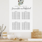 大きな赤いフローラの紋章4テーブルの座席表 ポスター (キッチン)