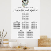 大きな赤いフローラの紋章6テーブルの座席表 ポスター (キッチン)