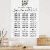 大きな赤いフローラの紋章9テーブルの座席表 ポスター (キッチン)