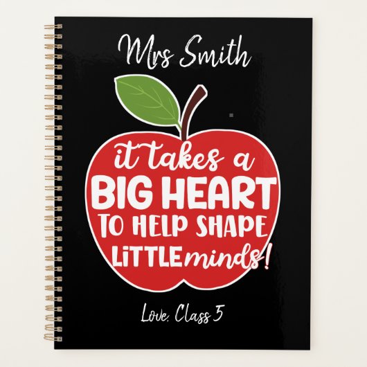 大きな赤いリンゴそれは大きなハート先生ギフトを取る プランナー手帳 (正面)