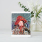 大きな赤い帽子の女の子、メアリー・カサット ポストカード (スタンド正面)