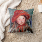 大きな赤い帽子をかぶった女の子、メアリー・カッサット クッション (ブランケット)