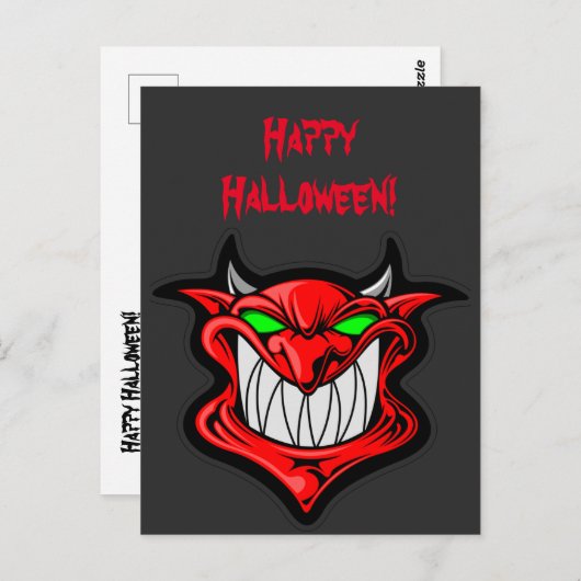 大きな赤い悪魔のハロウィーンのはがき ポストカード (正面/裏面)
