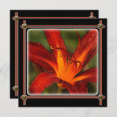 大きな赤い日のユリのグラフィック効果 招待状 (正面/裏面)