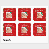 大きな赤い正方形フォトクリスマスステッカー スクエアシール (シート)