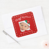 大きな赤い正方形フォトクリスマスステッカー スクエアシール (封筒)