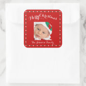 大きな赤い正方形フォトクリスマスステッカー スクエアシール (バッグ)