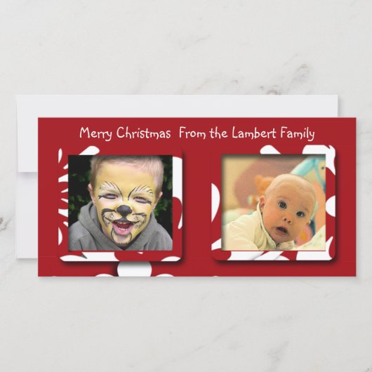 大きな赤い花クリスマスフォト シーズンカード (正面)