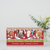 大きな赤い花小さなストライプクリスマスフォト シーズンカード (スタンド正面)