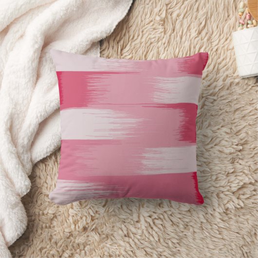 大きな赤とピンクのストライプ クッション (ブランケット)