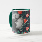 大きな赤と白クリスマスポインセチア写真 マグカップ (正面左)