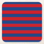 大きな赤と青の横ストライプ線 スクエアペーパーコースター (正面)