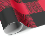 大きな赤と黒のシェブロン水牛のプレイド ラッピングペーパー (ロールコーナー)