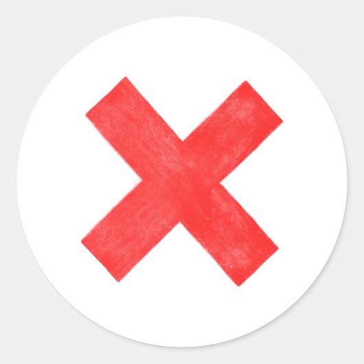 大きな赤文字x ラウンドシール (正面)