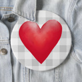 大きな赤色彩の鮮やかハート |バッファロープレッドバレンタイン 缶バッジ (インサイチュ)