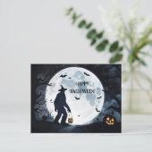 大きな足ハッピーハローウィンの治療または治療 シーズンポストカード (スタンド正面)