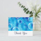 大きな跳ねる青い泡のありがとう ポストカード (スタンド正面)