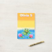 大きな跳びカスタム上がるカエルのメモ ポストイット (デスク上)