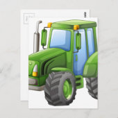 大きな車輪を持つグリーントラクター ポストカード (正面/裏面)