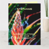 大きな退職祝い、ジャンボ、エキゾチックなアロエ カード (正面)