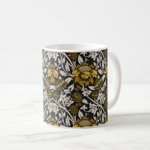 大きな金の花の華やかな花柄 コーヒーマグカップ