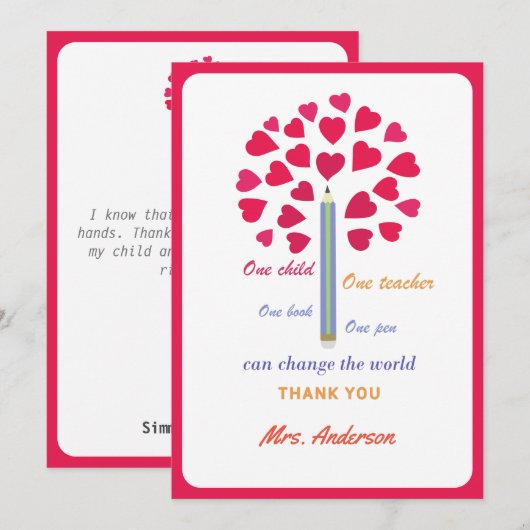 大きな鉛筆の木/先生鑑賞 サンキューカード (正面/裏面)