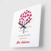 大きな鉛筆の木/先生鑑賞 スクエア壁時計 (傾斜)