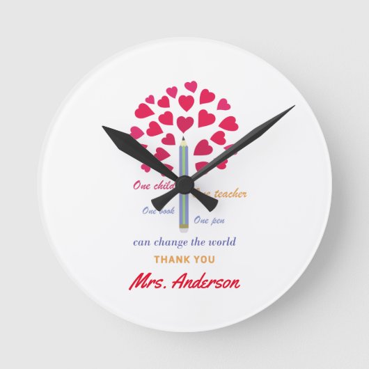 大きな鉛筆の木/先生鑑賞 ラウンド壁時計 (正面)