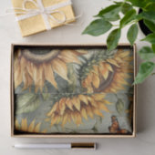 大きな開いたヒマワリと（昆虫）オオカバマダラ、モナーク蝶 薄葉紙 (ギフト)